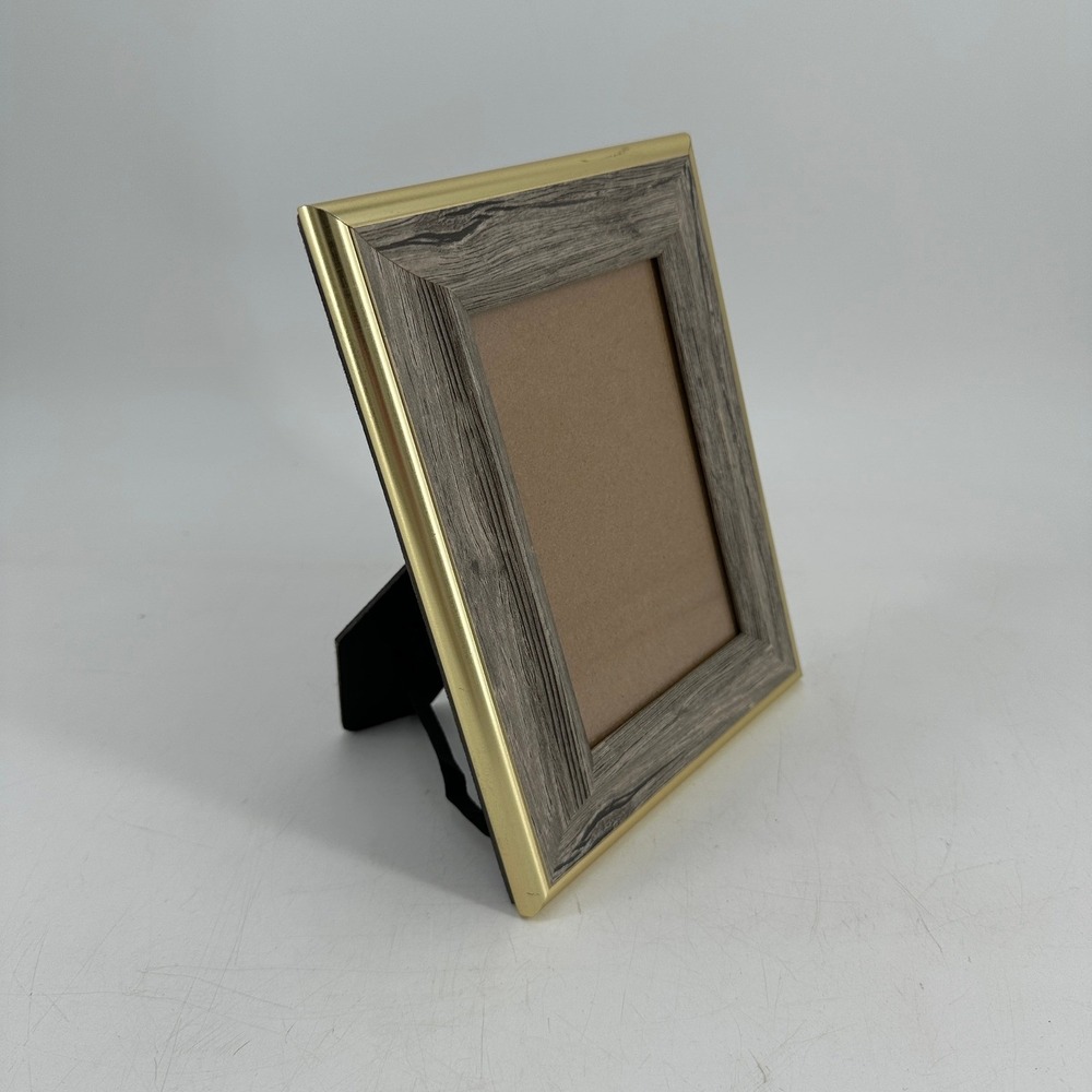 Era‎ Home Grey Wood Grain and Gold Trim 5x7 Picture Frame Tabletop Wall Mount